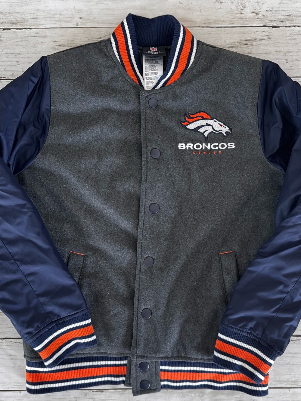 Denver Broncos Youth Letterman Varsity Jacket - NFL Licensed